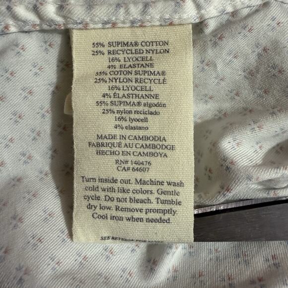 Faherty Reserve Movement Shirt XXL Cream Blue Clover Print Stretch NWT $148 - Picture 10 of 13